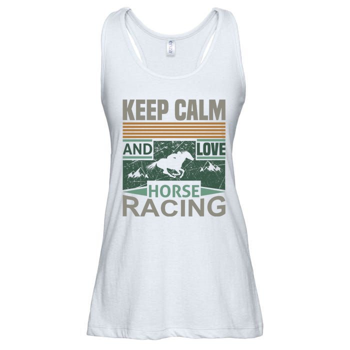 Keep Calm And Love Horse Racing Ladies Essential Flowy Tank