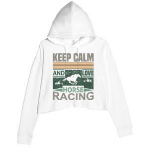 Keep Calm And Love Horse Racing Crop Fleece Hoodie