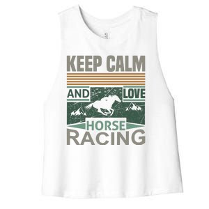 Keep Calm And Love Horse Racing Women's Racerback Cropped Tank