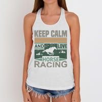 Keep Calm And Love Horse Racing Women's Knotted Racerback Tank