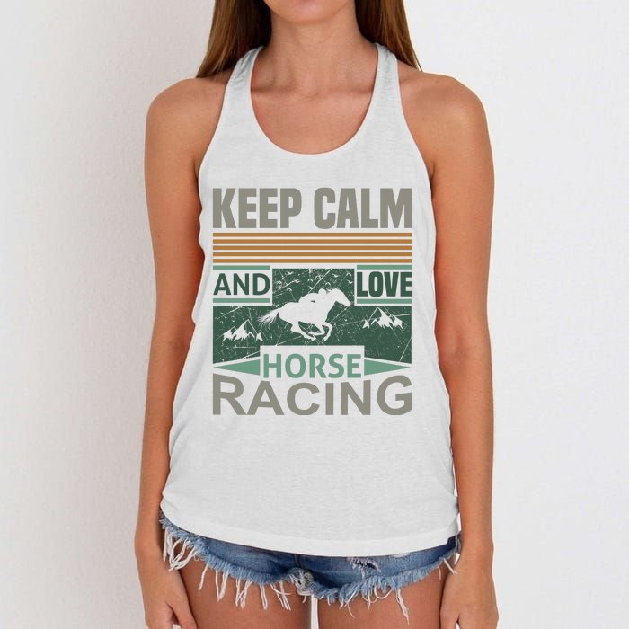 Keep Calm And Love Horse Racing Women's Knotted Racerback Tank