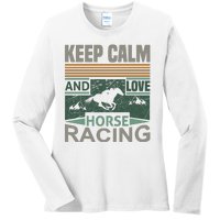 Keep Calm And Love Horse Racing Ladies Long Sleeve Shirt