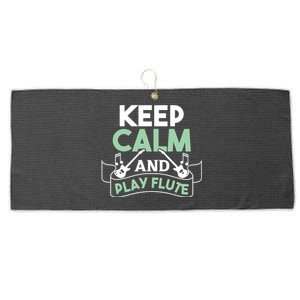 Keep Calm And Pay Flute Funny Flute Player Flute Lover Quote Large Microfiber Waffle Golf Towel