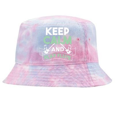 Keep Calm And Pay Flute Funny Flute Player Flute Lover Quote Tie-Dyed Bucket Hat