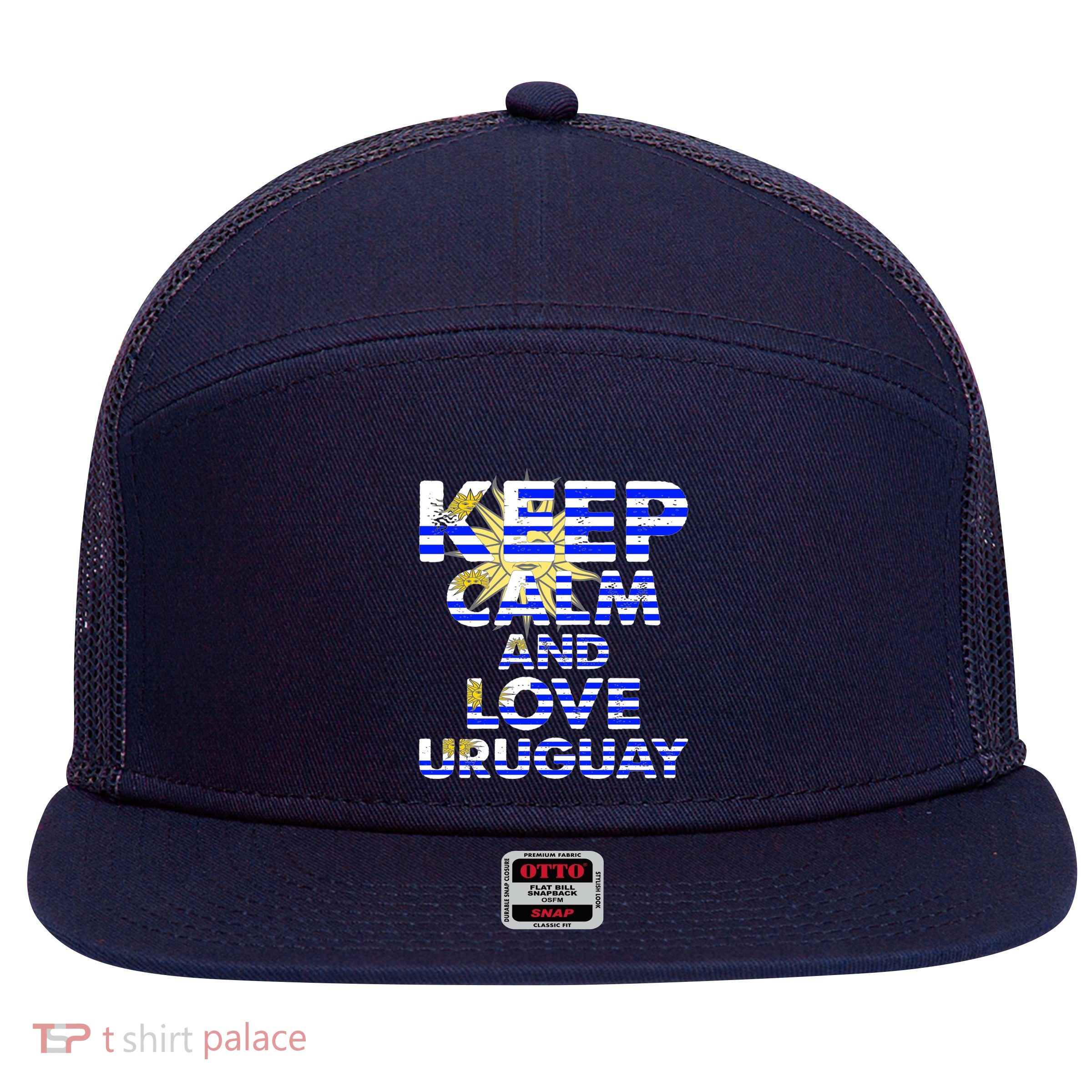 Keep Calm And Love Uruguay 7 Panel Mesh Trucker Snapback Hat