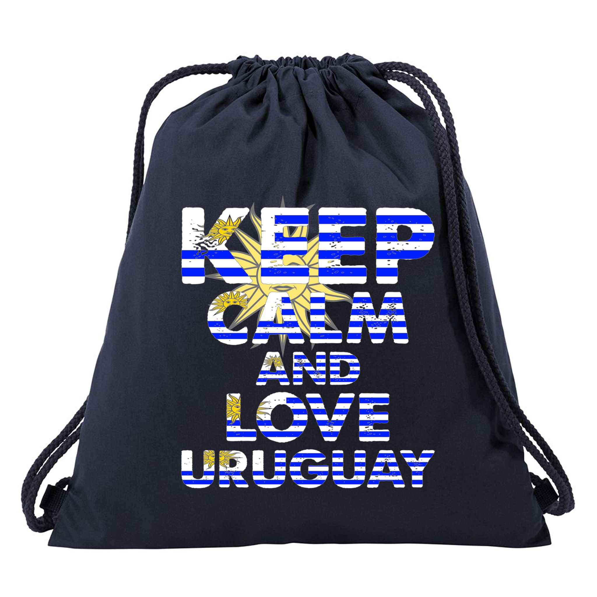 Keep Calm And Love Uruguay Drawstring Bag