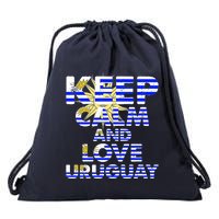Keep Calm And Love Uruguay Drawstring Bag