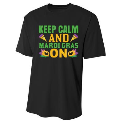 Keep Calm And Mardi Gras On Performance Sprint T-Shirt