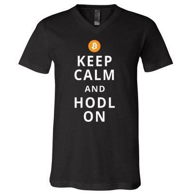 Keep Cam And Hodl On Bitcoin V-Neck T-Shirt