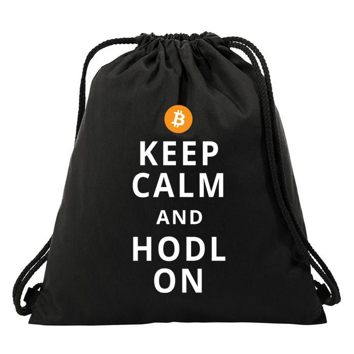 Keep Cam And Hodl On Bitcoin Drawstring Bag