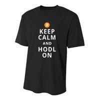 Keep Cam And Hodl On Bitcoin Youth Performance Sprint T-Shirt