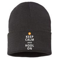 Keep Cam And Hodl On Bitcoin Sustainable Knit Beanie