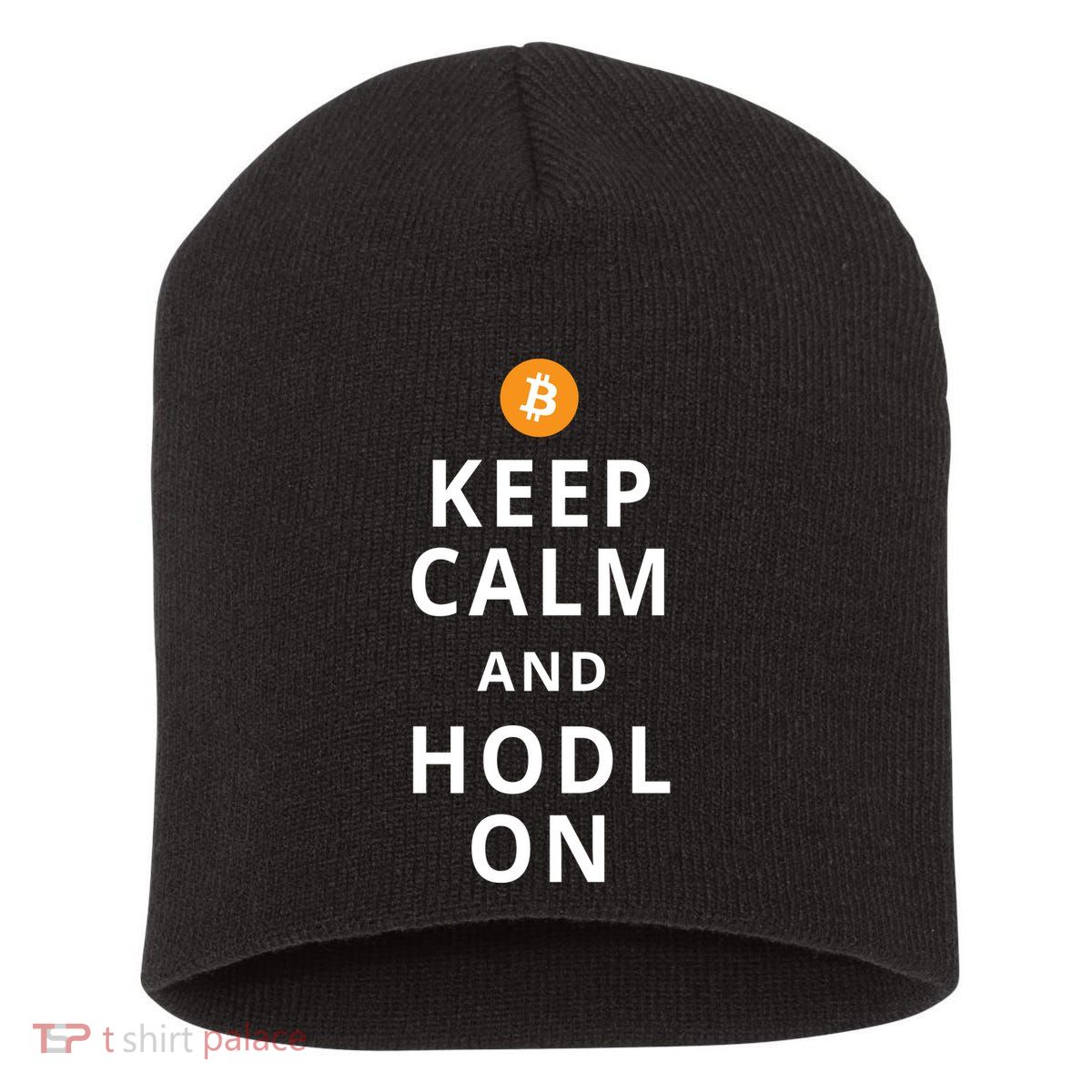 Keep Cam And Hodl On Bitcoin Short Acrylic Beanie
