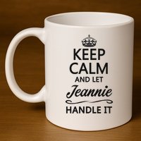 Keep Calm And Let Jeans Handle It Funny Name Gift 11oz C Handle Ceramic Mug