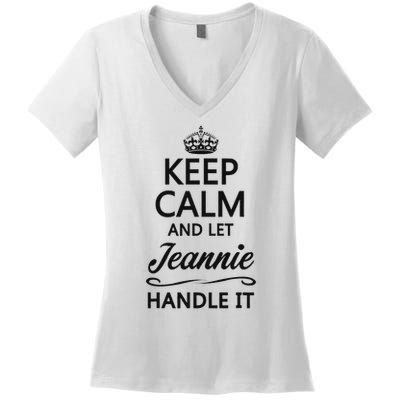 Keep Calm And Let Jeans Handle It Funny Name Gift Women's V-Neck T-Shirt