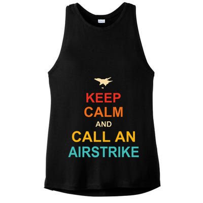 Keep Calm And Call An Airstrike Ladies PosiCharge Tri-Blend Wicking Tank