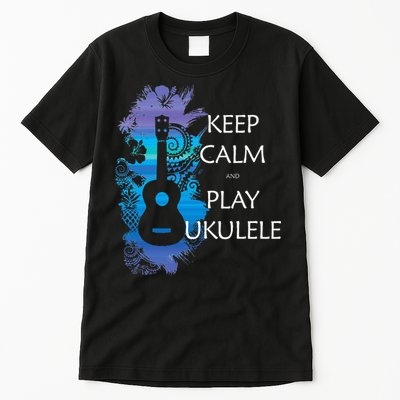 KEEP CALM And PLAY UKULELE Tribal Colorful Tall T-Shirt