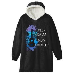 KEEP CALM And PLAY UKULELE Tribal Colorful Hooded Wearable Blanket