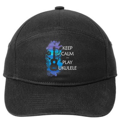 KEEP CALM And PLAY UKULELE Tribal Colorful 7-Panel Snapback Hat