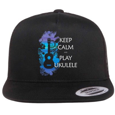 KEEP CALM And PLAY UKULELE Tribal Colorful Flatbill Hat