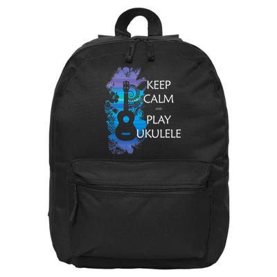KEEP CALM And PLAY UKULELE Tribal Colorful 16 in Basic Backpack