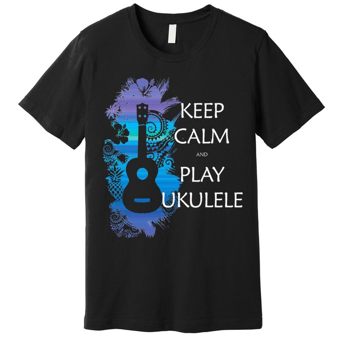 KEEP CALM And PLAY UKULELE Tribal Colorful Premium T-Shirt