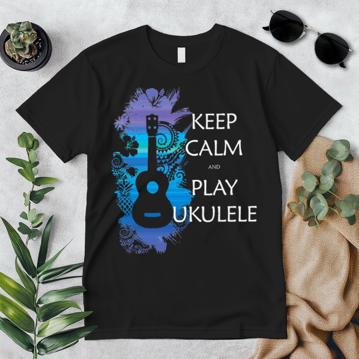 KEEP CALM And PLAY UKULELE Tribal Colorful Premium T-Shirt
