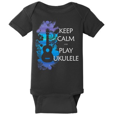 KEEP CALM And PLAY UKULELE Tribal Colorful Baby Bodysuit