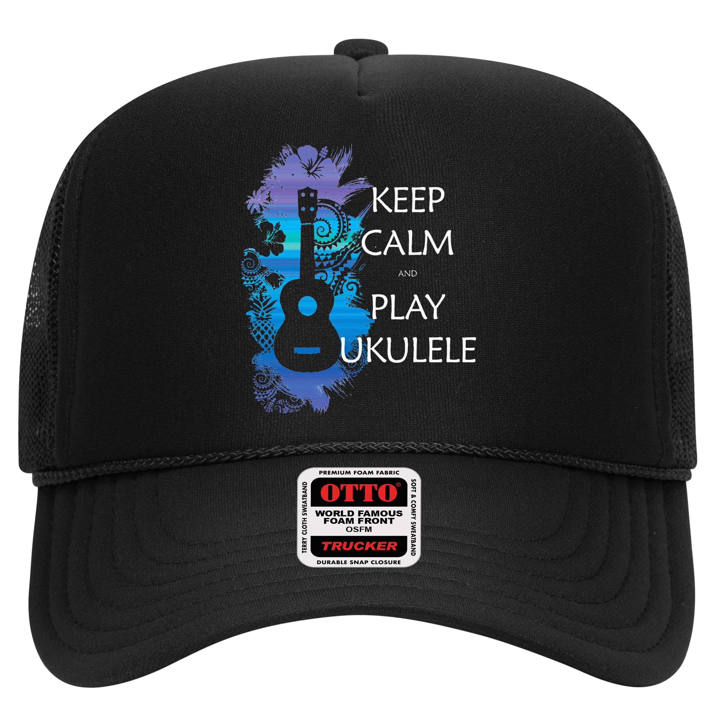KEEP CALM And PLAY UKULELE Tribal Colorful Hat