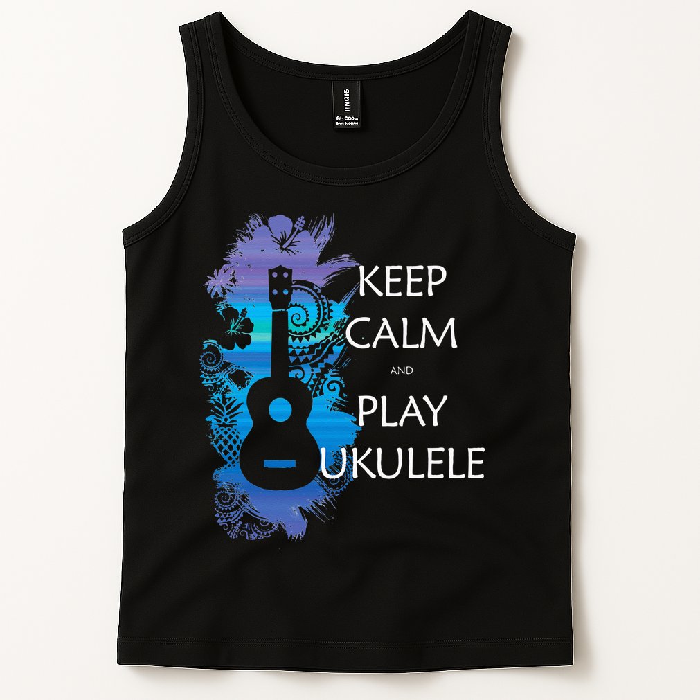 KEEP CALM And PLAY UKULELE Tribal Colorful Tank Top