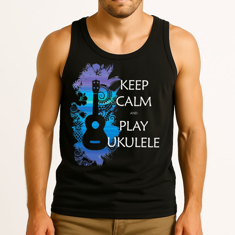 KEEP CALM And PLAY UKULELE Tribal Colorful Tank Top