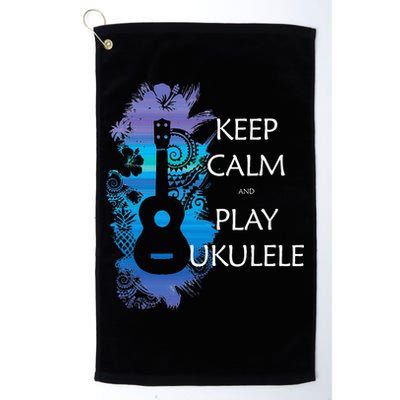 KEEP CALM And PLAY UKULELE Tribal Colorful Golf Towel