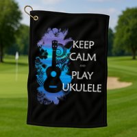 KEEP CALM And PLAY UKULELE Tribal Colorful Golf Towel