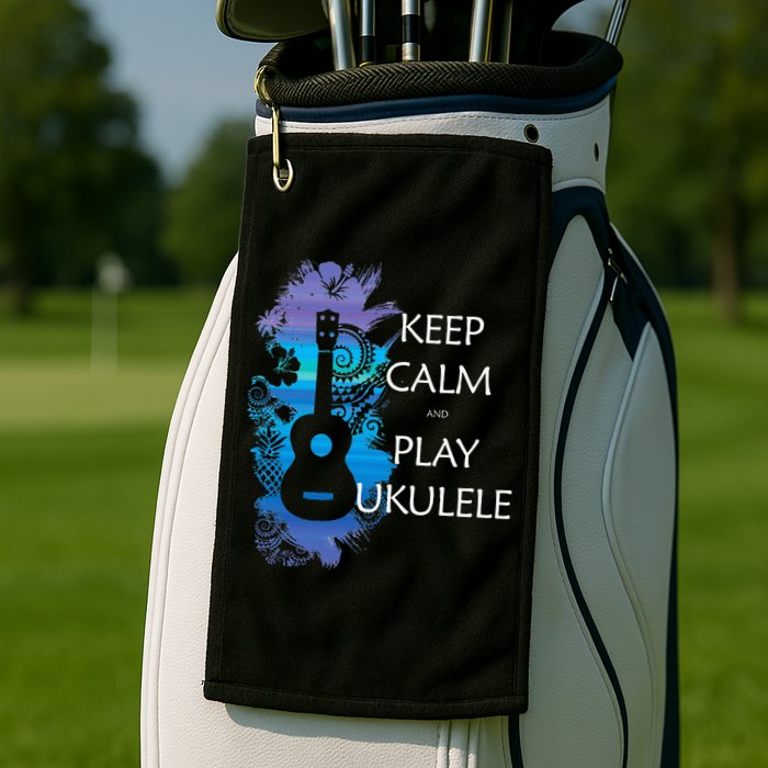 KEEP CALM And PLAY UKULELE Tribal Colorful Golf Towel