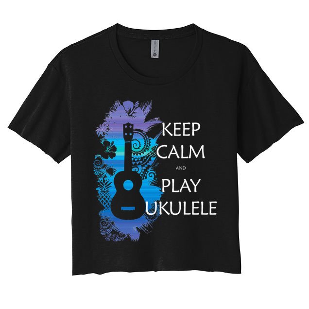 KEEP CALM And PLAY UKULELE Tribal Colorful Crop Top