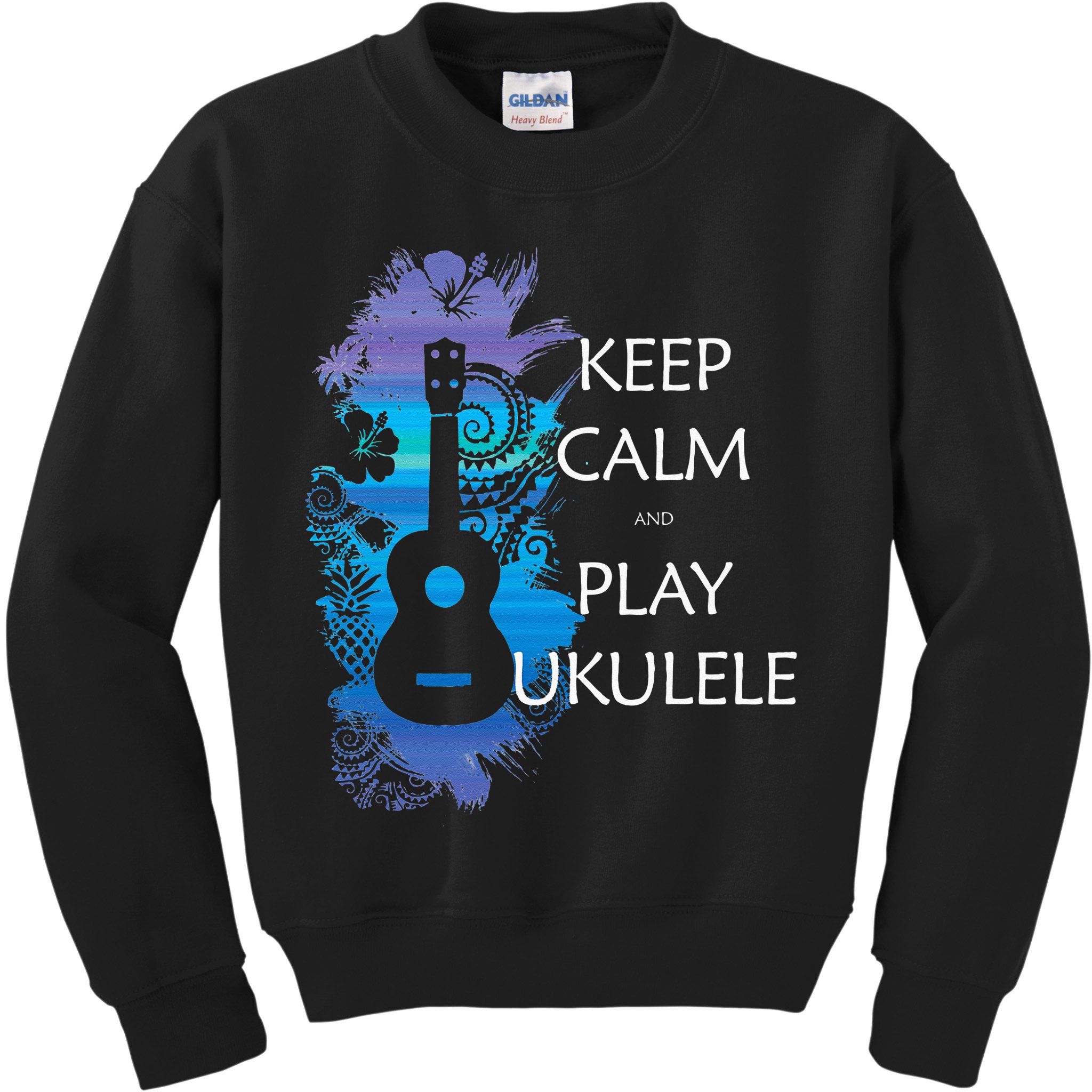 KEEP CALM And PLAY UKULELE Tribal Colorful Kids Sweatshirt