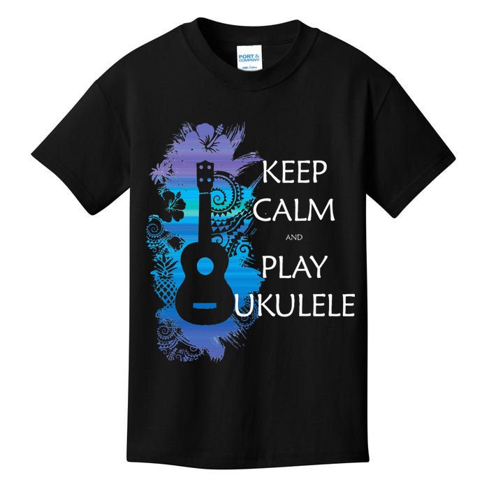 KEEP CALM And PLAY UKULELE Tribal Colorful Kids T-Shirt