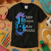 KEEP CALM And PLAY UKULELE Tribal Colorful Kids T-Shirt