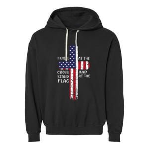 Kneel Cross At The Cross Memorial Day Never Forget Veteran Garment-Dyed Fleece Hoodie