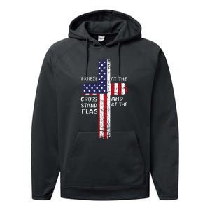 Kneel Cross At The Cross Memorial Day Never Forget Veteran Performance Fleece Hoodie