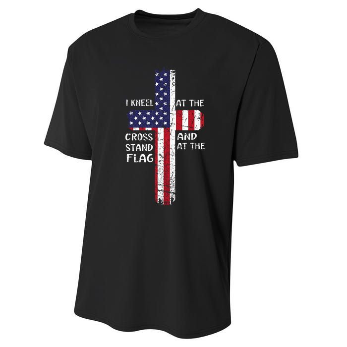 Kneel Cross At The Cross Memorial Day Never Forget Veteran Performance Sprint T-Shirt