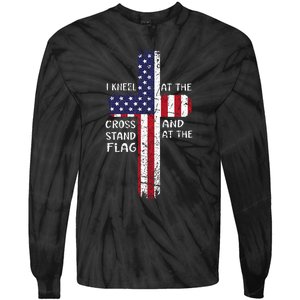 Kneel Cross At The Cross Memorial Day Never Forget Veteran Tie-Dye Long Sleeve Shirt