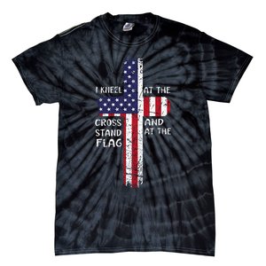 Kneel Cross At The Cross Memorial Day Never Forget Veteran Tie-Dye T-Shirt