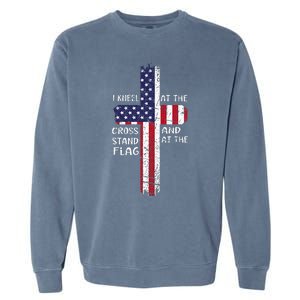 Kneel Cross At The Cross Memorial Day Never Forget Veteran Garment-Dyed Sweatshirt