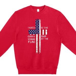 Kneel Cross At The Cross Memorial Day Never Forget Veteran Premium Crewneck Sweatshirt