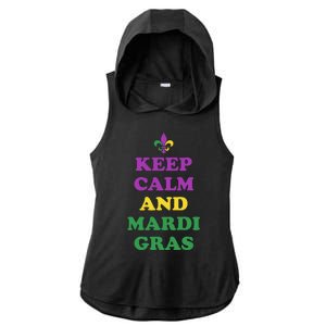 Keep Calm And Mardi Gras Festive Ladies PosiCharge Tri-Blend Wicking Draft Hoodie Tank