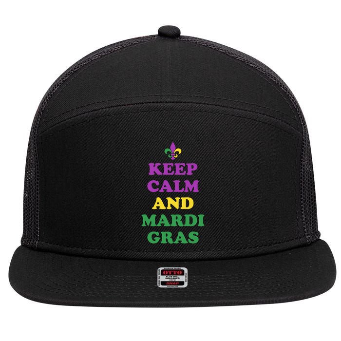 Keep Calm And Mardi Gras Festive 7 Panel Mesh Trucker Snapback Hat
