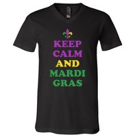 Keep Calm And Mardi Gras Festive V-Neck T-Shirt