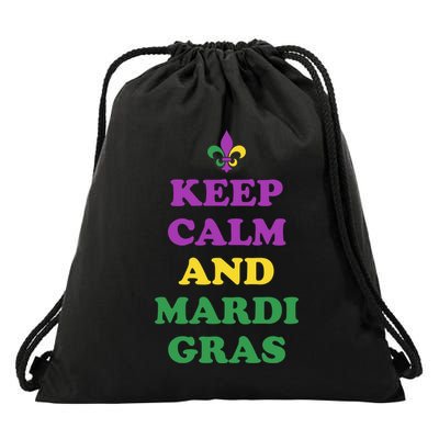Keep Calm And Mardi Gras Festive Drawstring Bag