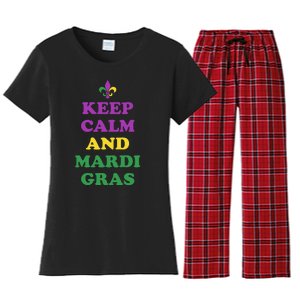 Keep Calm And Mardi Gras Festive Women's Flannel Pajama Set